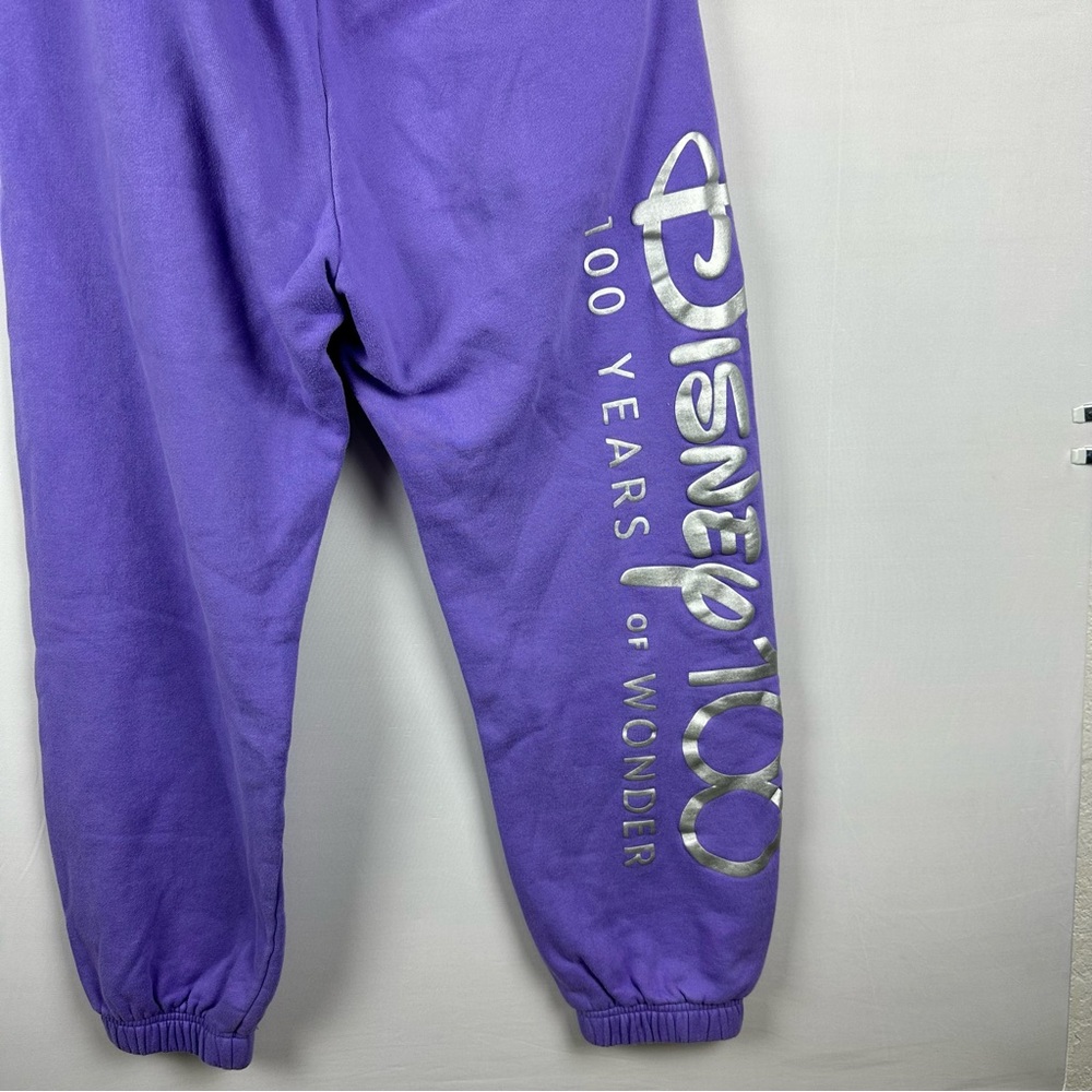 DISNEY PARKS 100 Years Of Wonder Embroidered Drawstring Joggers Lavender Adult - Picture 7 of 12